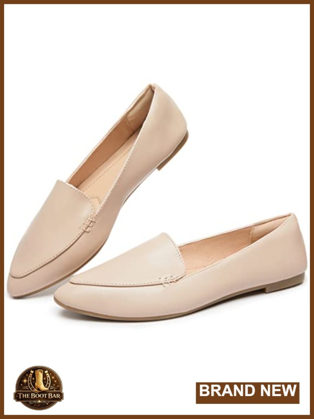 FINIWOR Womens Pointed Toe Loafers Slip-On Dress Flats Faux Leather Memory Foam